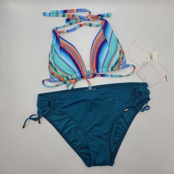NWT La Blanca Sunset Striped Triangle Bikini Top - Picture 10 of 10